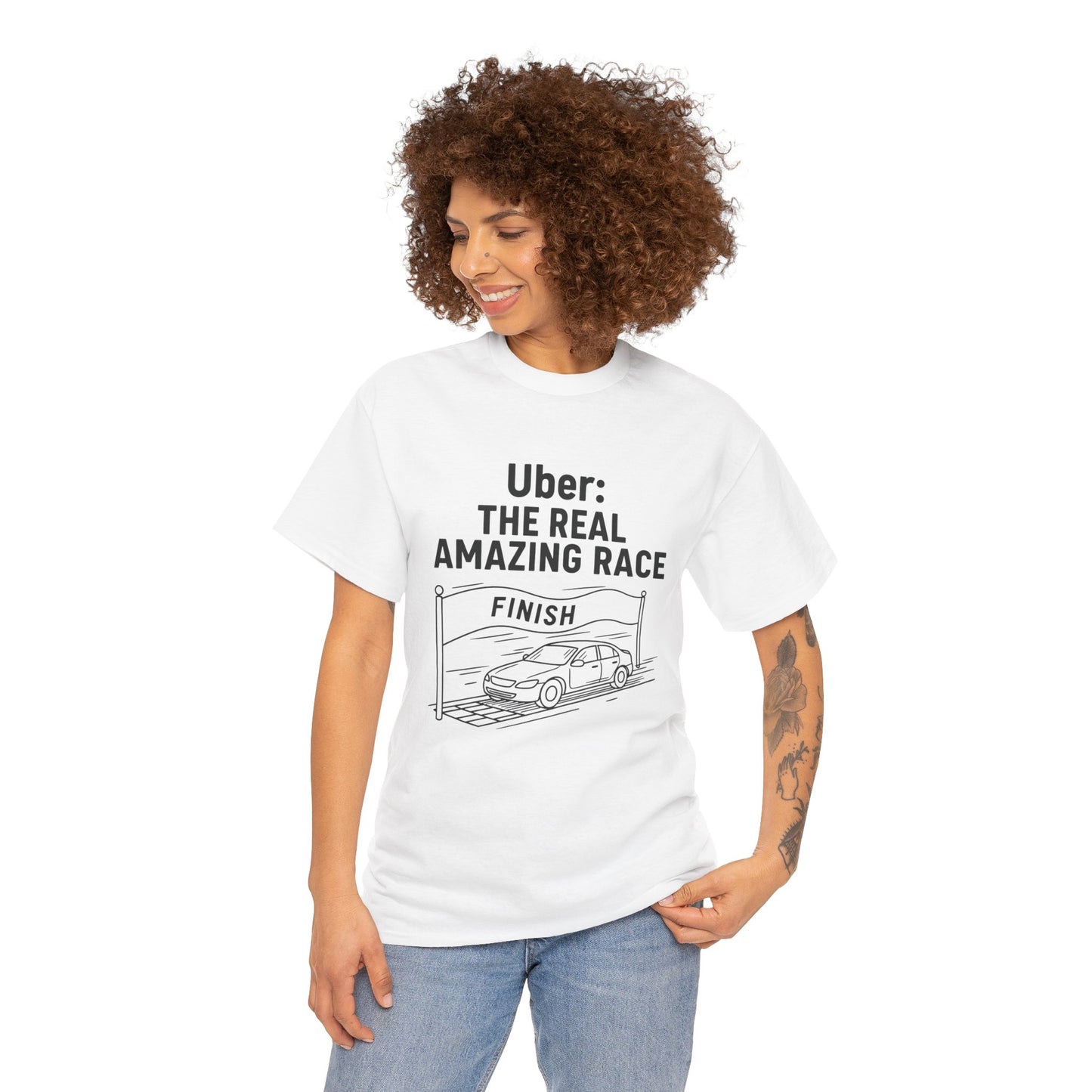 Uber The Real Amazing Race Unisex Tee | Cool Graphic Tee for Rideshare Enthusiasts, Travel T-Shirt, Funny Uber Gift, Casual Wear
