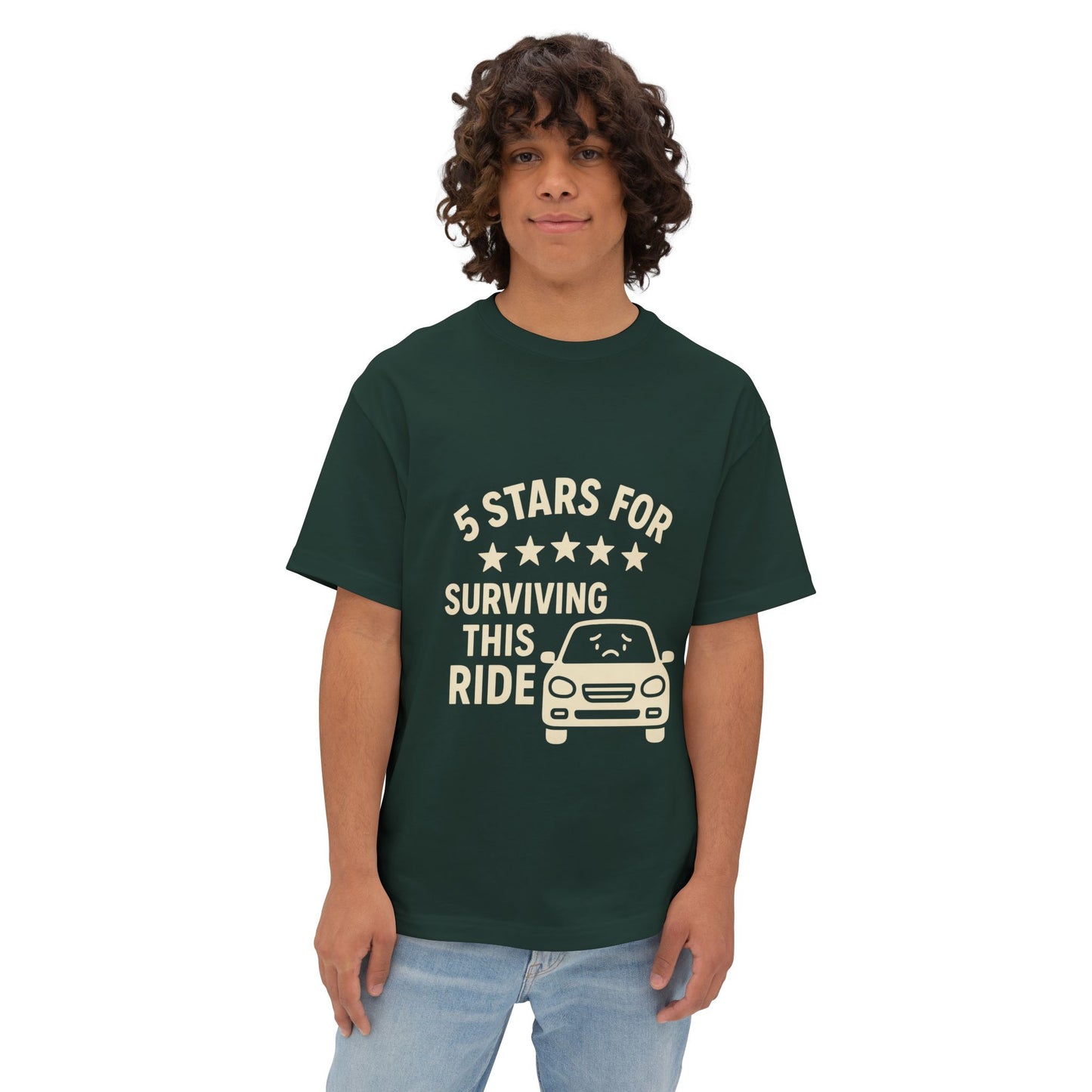 5-Star Survivor Unisex Oversized Tee, Relaxed Fit Shirt, Gift for Car Lovers, Road Trip Tee, Casual Summer Wear, Comfort Apparel