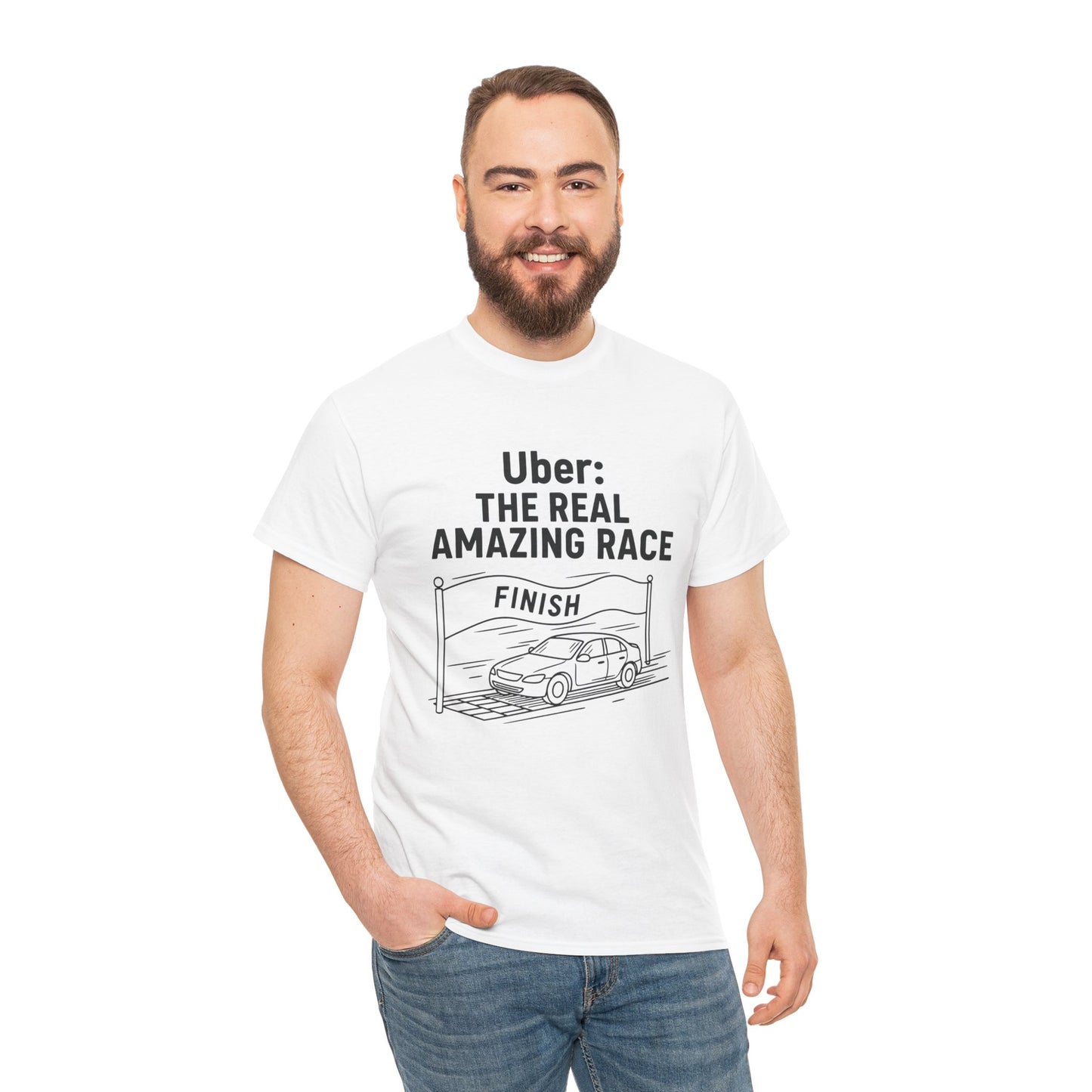 Uber The Real Amazing Race Unisex Tee | Cool Graphic Tee for Rideshare Enthusiasts, Travel T-Shirt, Funny Uber Gift, Casual Wear