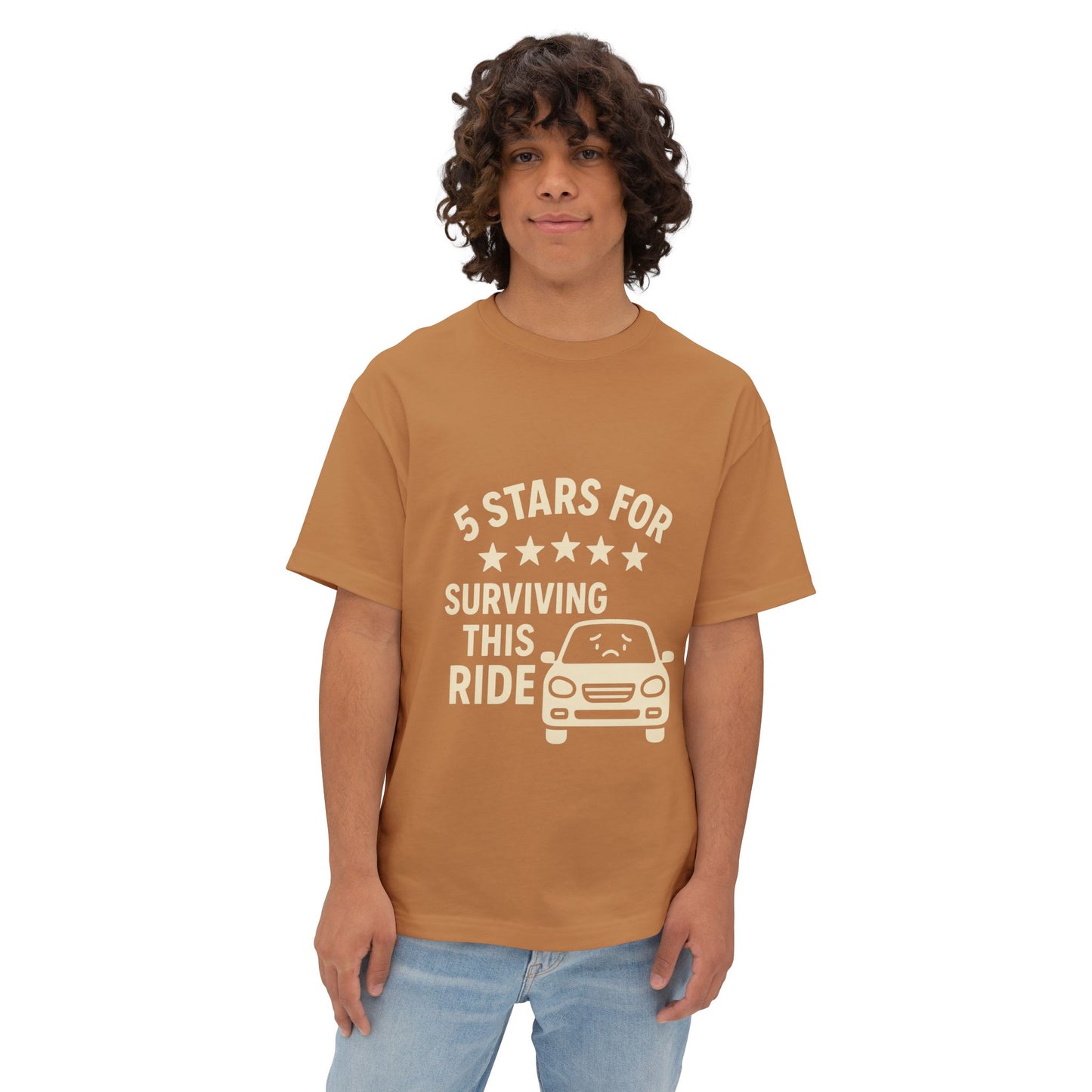5-Star Survivor Unisex Oversized Tee, Relaxed Fit Shirt, Gift for Car Lovers, Road Trip Tee, Casual Summer Wear, Comfort Apparel