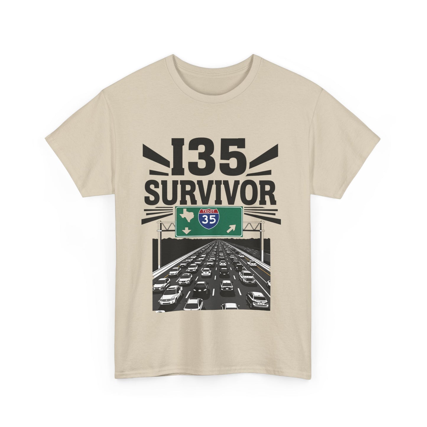 I35 Survivor T-Shirt – Perfect Gift for Texas Road Warriors, Fun Running Tee, Comfy Travel Shirt, Highway Humor Apparel, Road Trip Souvenir