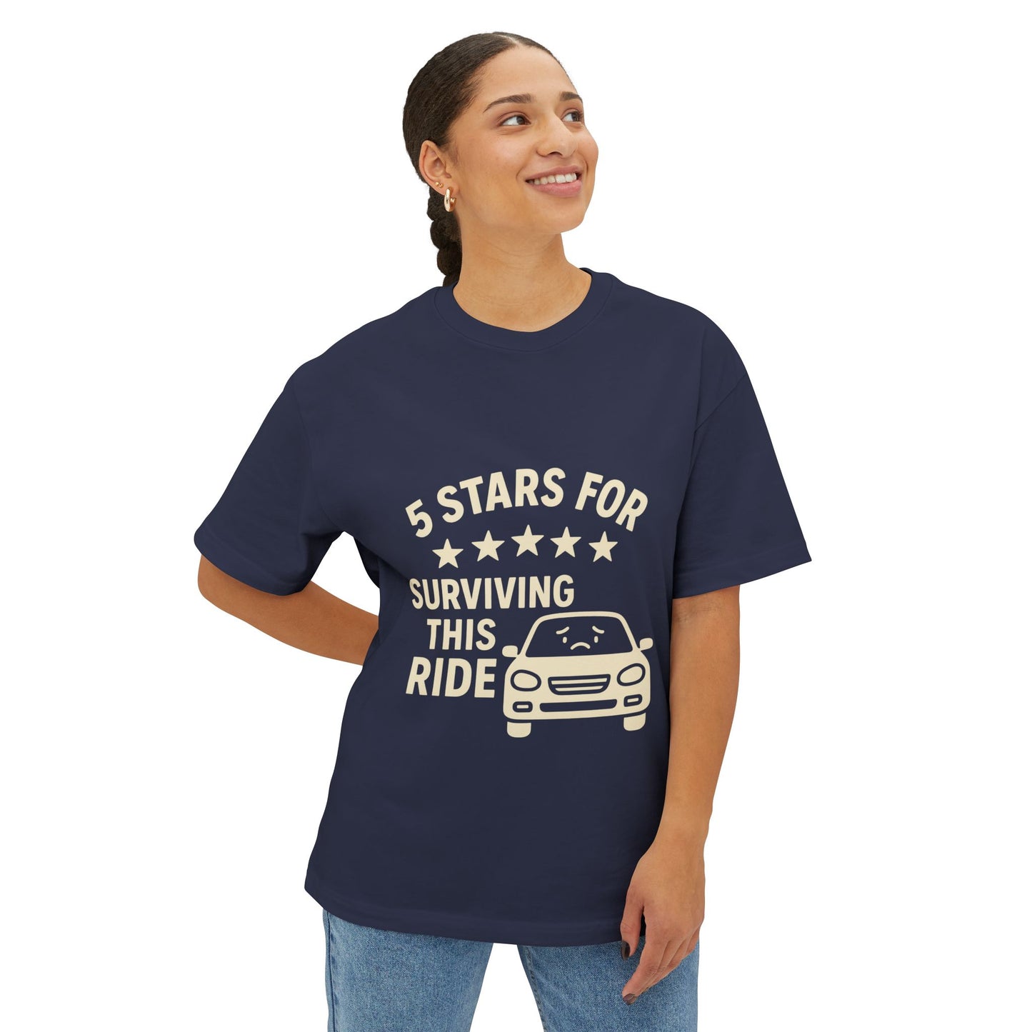 5-Star Survivor Unisex Oversized Tee, Relaxed Fit Shirt, Gift for Car Lovers, Road Trip Tee, Casual Summer Wear, Comfort Apparel