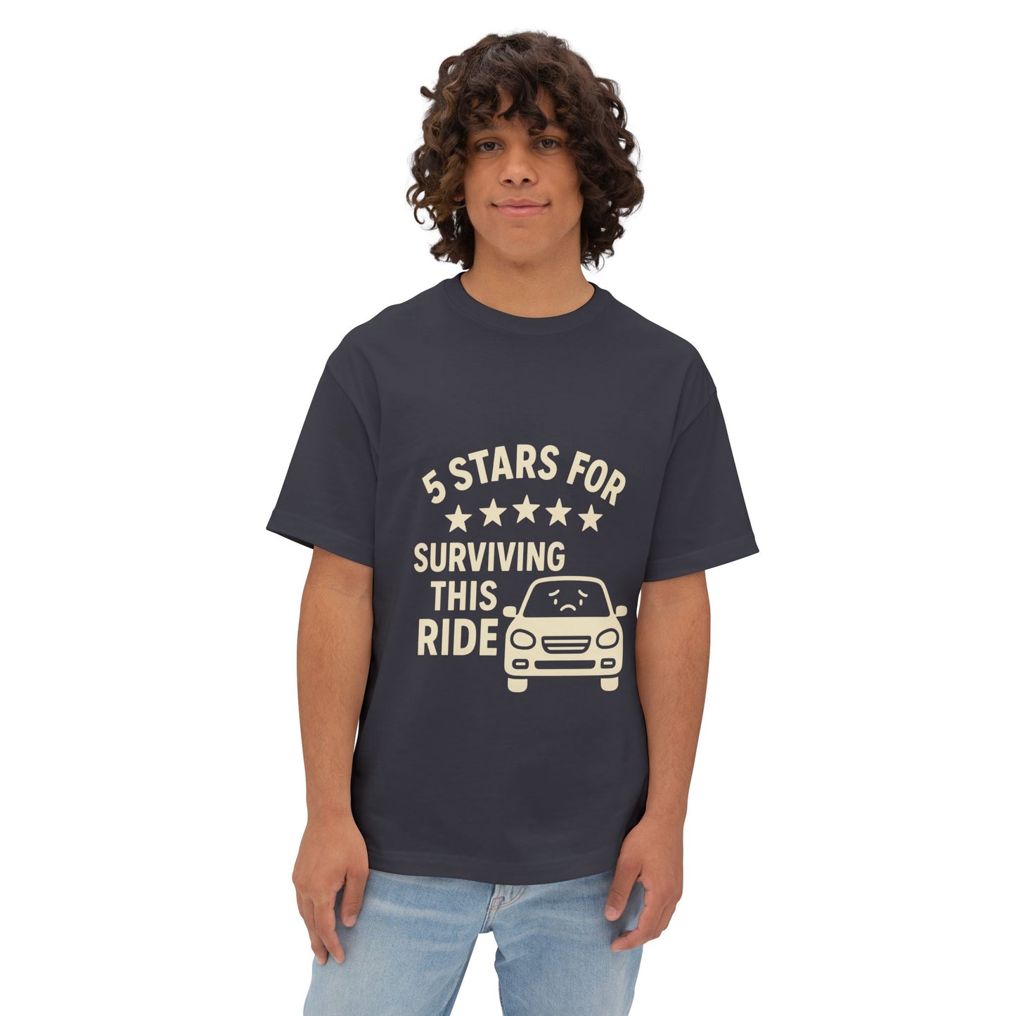 5-Star Survivor Unisex Oversized Tee, Relaxed Fit Shirt, Gift for Car Lovers, Road Trip Tee, Casual Summer Wear, Comfort Apparel
