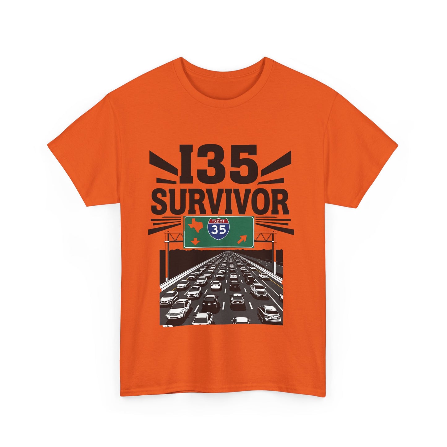 I35 Survivor T-Shirt – Perfect Gift for Texas Road Warriors, Fun Running Tee, Comfy Travel Shirt, Highway Humor Apparel, Road Trip Souvenir