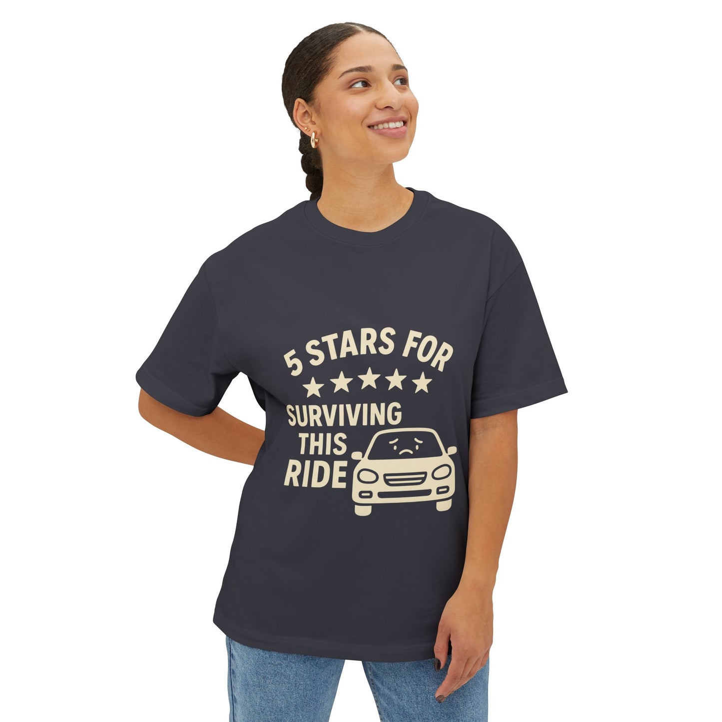 5-Star Survivor Unisex Oversized Tee, Relaxed Fit Shirt, Gift for Car Lovers, Road Trip Tee, Casual Summer Wear, Comfort Apparel