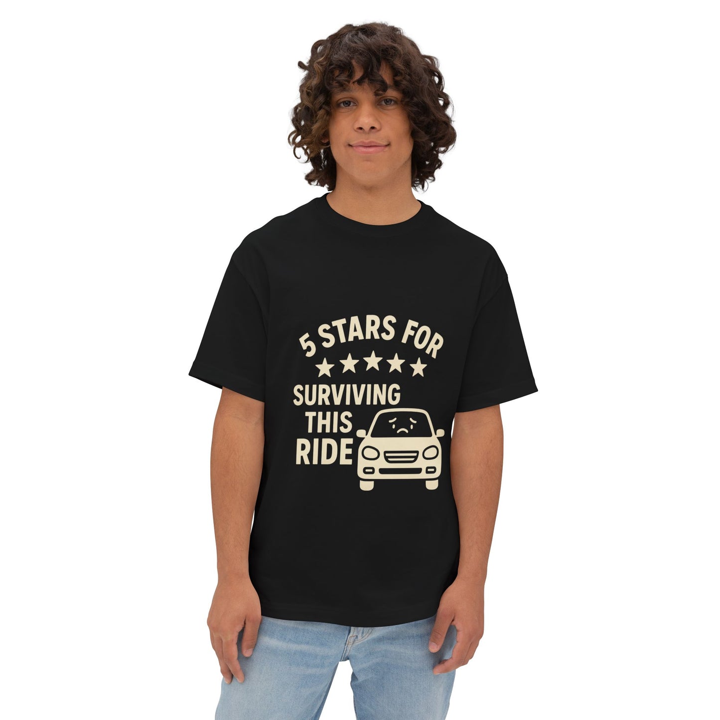 5-Star Survivor Unisex Oversized Tee, Relaxed Fit Shirt, Gift for Car Lovers, Road Trip Tee, Casual Summer Wear, Comfort Apparel