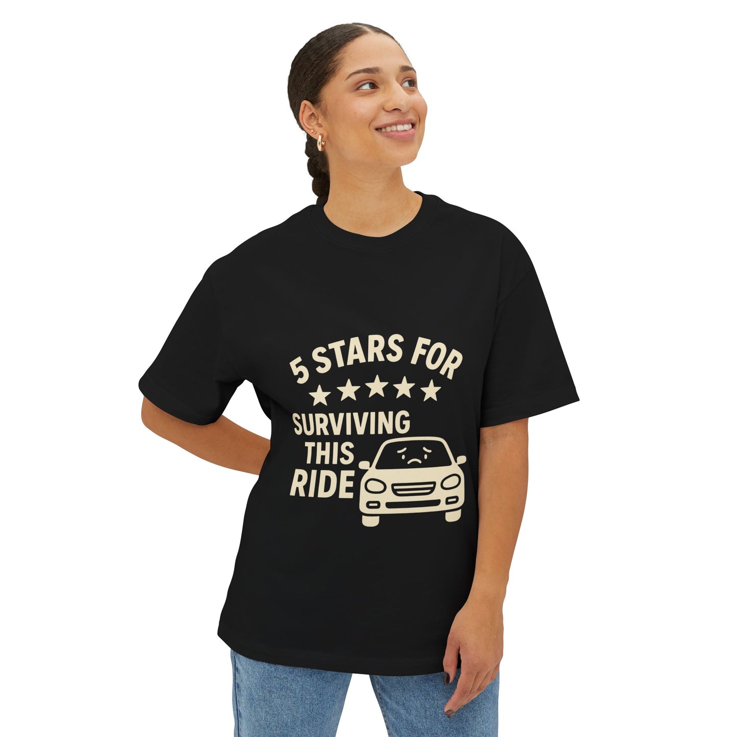 5-Star Survivor Unisex Oversized Tee, Relaxed Fit Shirt, Gift for Car Lovers, Road Trip Tee, Casual Summer Wear, Comfort Apparel