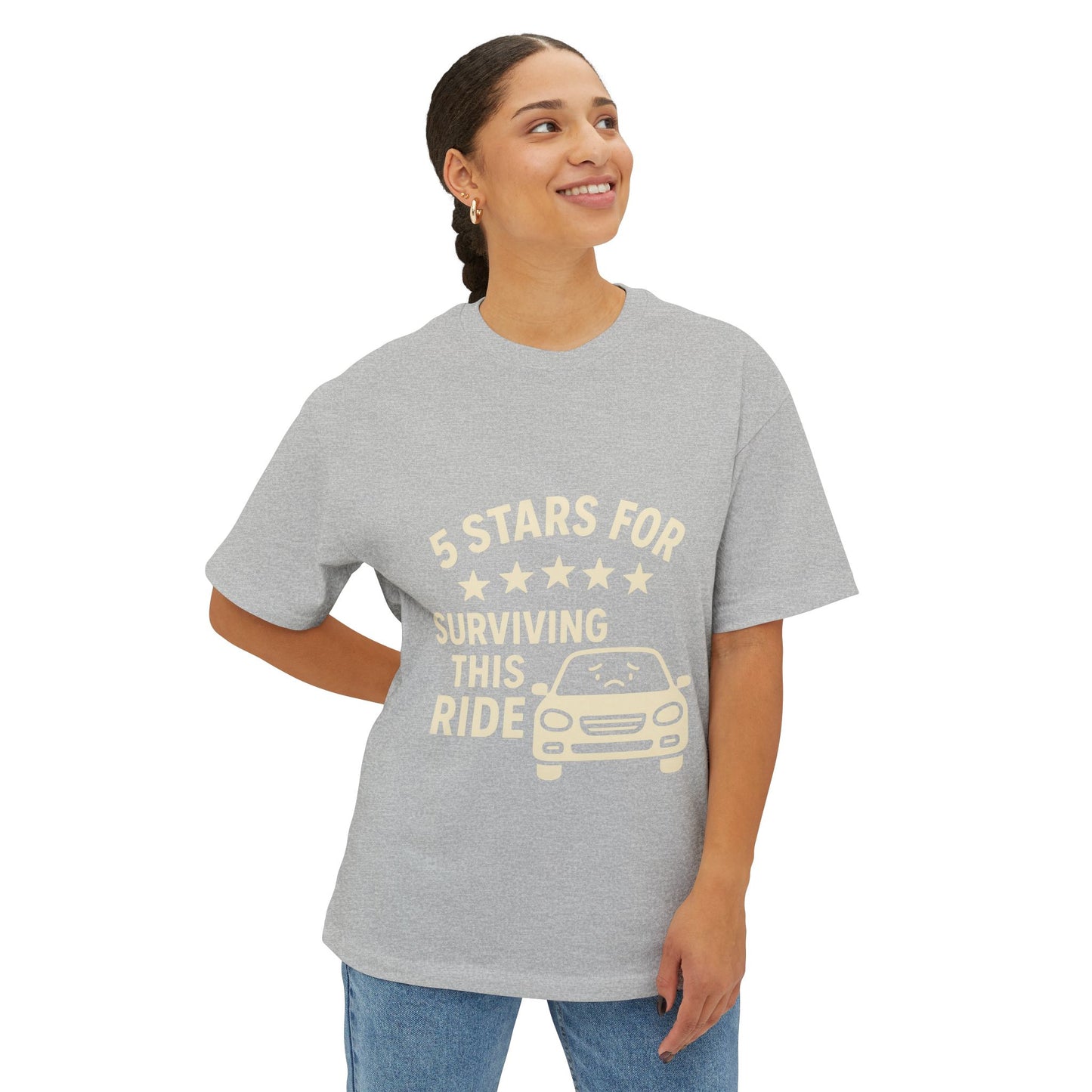 5-Star Survivor Unisex Oversized Tee, Relaxed Fit Shirt, Gift for Car Lovers, Road Trip Tee, Casual Summer Wear, Comfort Apparel