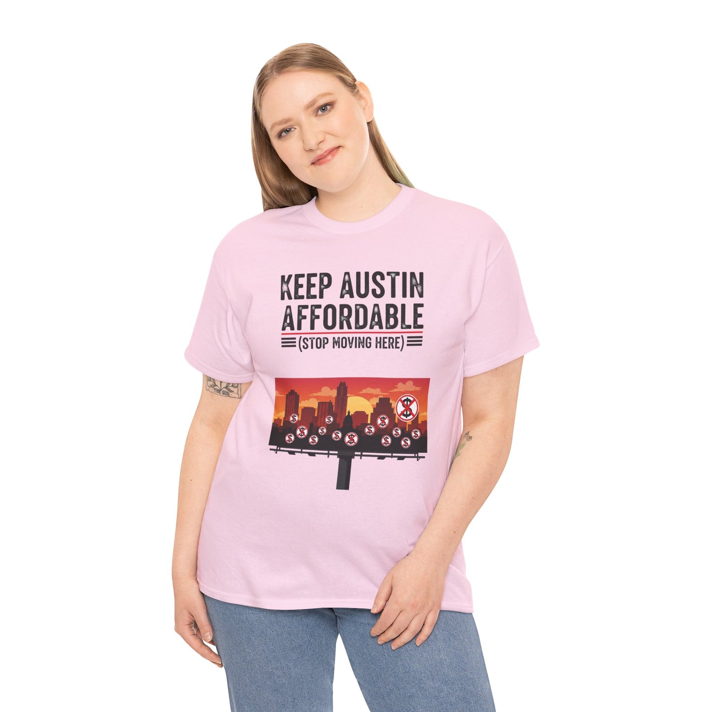 Keep Austin Affordable Unisex Heavy Cotton Tee, Casual Wear, Gift for Austin Lovers, Unique Statement Shirt, Eco-Conscious Apparel