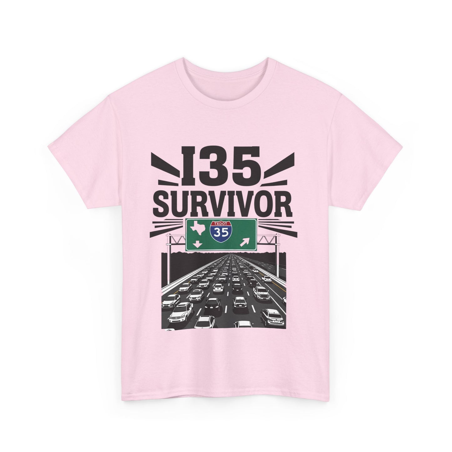 I35 Survivor T-Shirt – Perfect Gift for Texas Road Warriors, Fun Running Tee, Comfy Travel Shirt, Highway Humor Apparel, Road Trip Souvenir