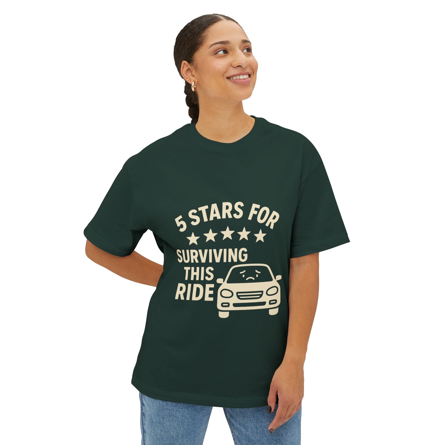 5-Star Survivor Unisex Oversized Tee, Relaxed Fit Shirt, Gift for Car Lovers, Road Trip Tee, Casual Summer Wear, Comfort Apparel