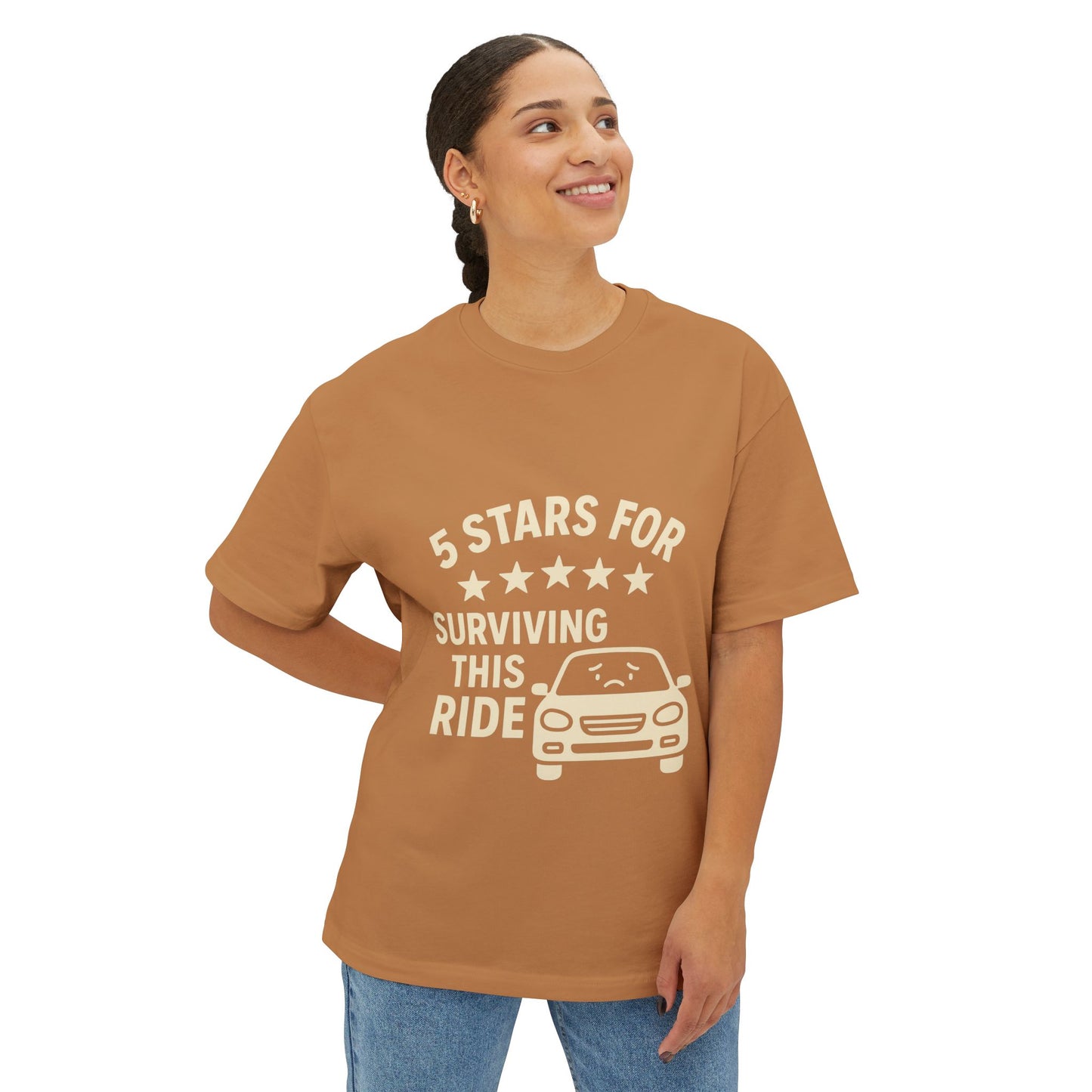 5-Star Survivor Unisex Oversized Tee, Relaxed Fit Shirt, Gift for Car Lovers, Road Trip Tee, Casual Summer Wear, Comfort Apparel