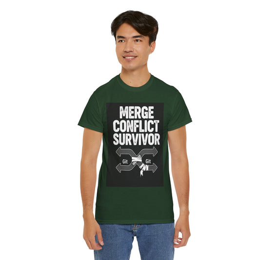 Git Merge Conflict Survivor Tee, Coding humor, Funny Programmer Shirt, Geeky Gift, Coding Humor, IT Professional Apparel, Lightweight Cotton Top