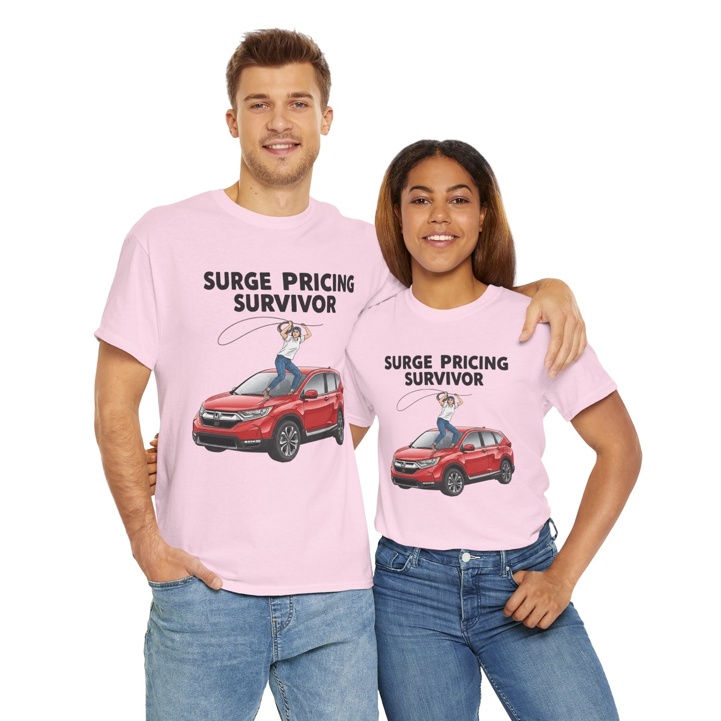 Surge Pricing Survivor Unisex Heavy Cotton Tee, Funny Shirt for Rideshare Drivers, Gift for Gig Economy Workers, Casual Wear