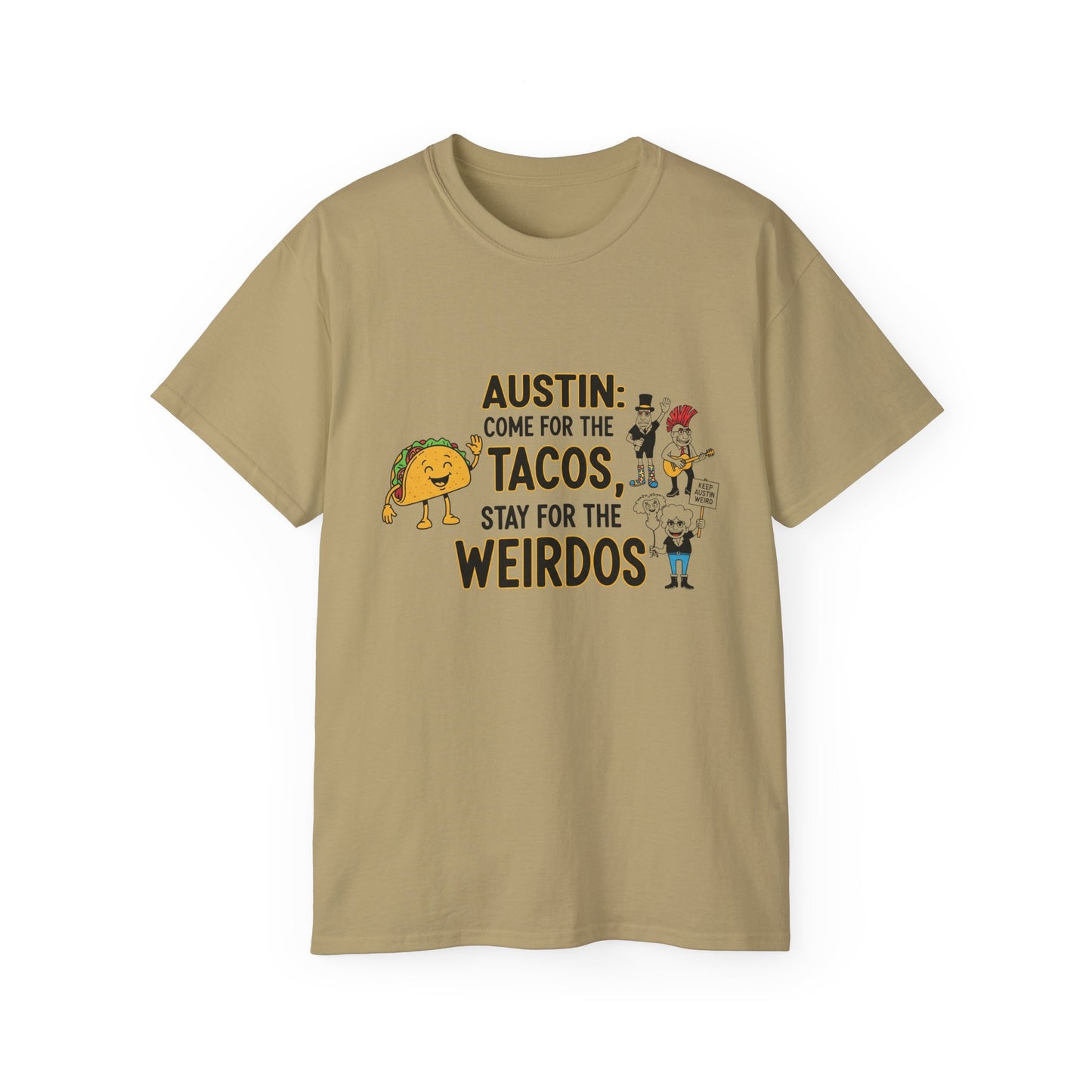 Austin Tacos & Weirdos Tee | Keep Austin Weird | Fun Unisex Cotton Shirt | Perfect for Food Lovers, Casual Outfits, Gift for Friends