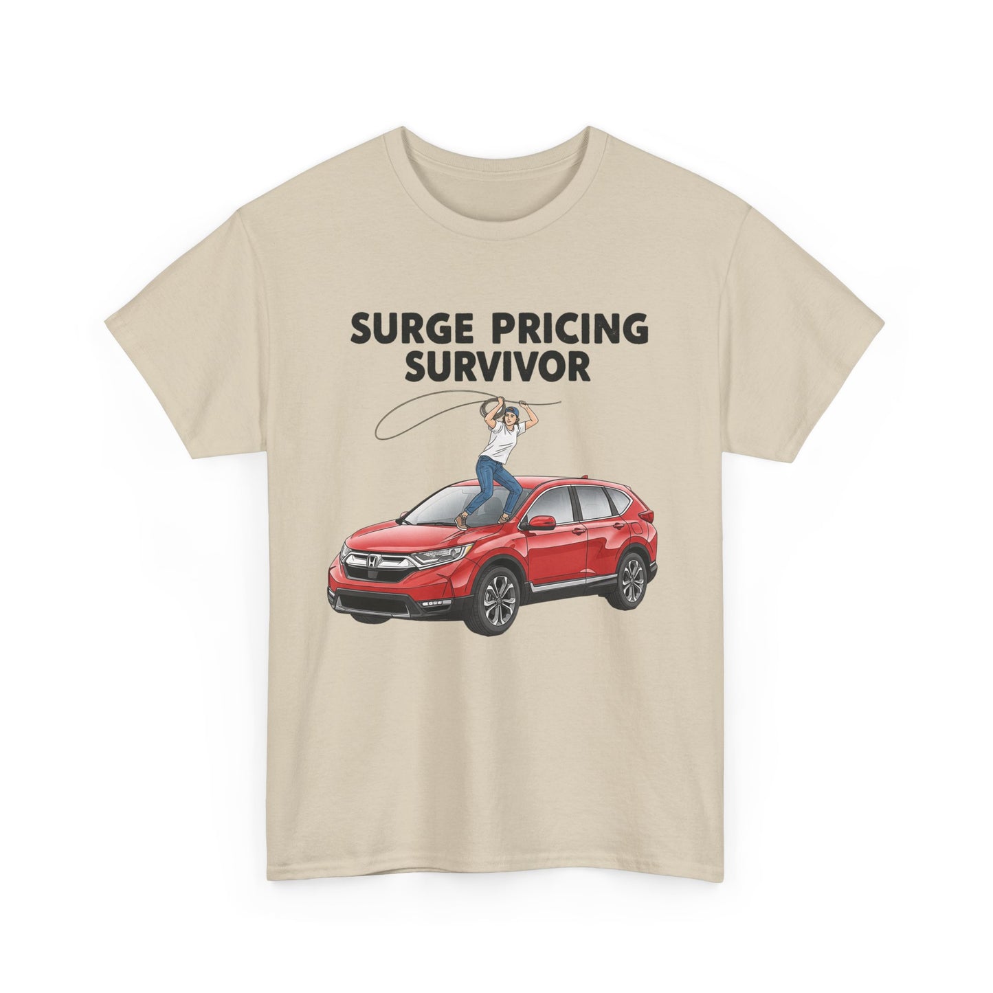 Surge Pricing Survivor Unisex Heavy Cotton Tee, Funny Shirt for Rideshare Drivers, Gift for Gig Economy Workers, Casual Wear