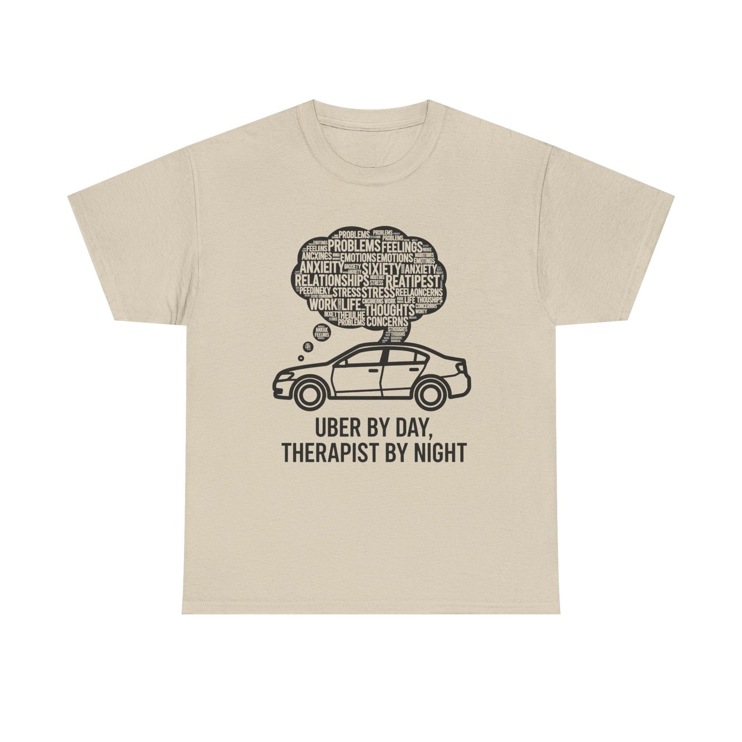 Uber by Day, Uber Driver Tee, Therapist by Night Unisex Heavy Cotton Tee, Funny T-Shirt, Gift for Rideshare Drivers, Therapy Humor Shirt, Casual Wear, [...]