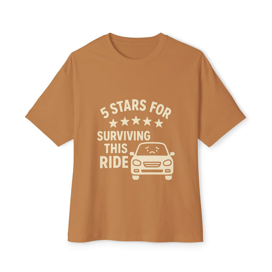 5-Star Survivor Unisex Oversized Tee, Relaxed Fit Shirt, Gift for Car Lovers, Road Trip Tee, Casual Summer Wear, Comfort Apparel