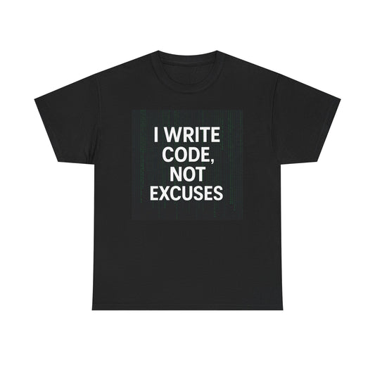 Matrix Inspired Code Enthusiast T-Shirt, Programmer Gift, Tech Tees for Coders, I Write Code, Not Excuses