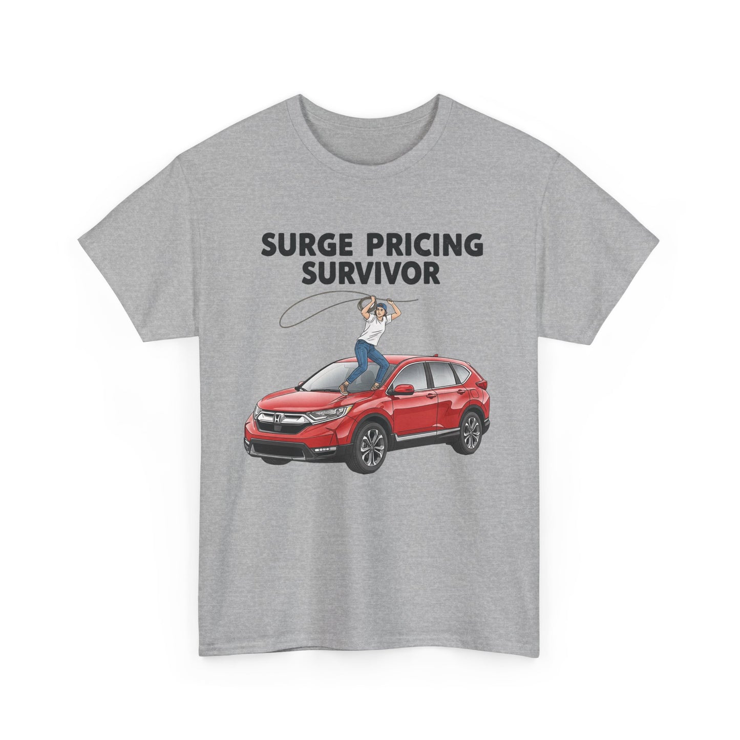 Surge Pricing Survivor Unisex Heavy Cotton Tee, Funny Shirt for Rideshare Drivers, Gift for Gig Economy Workers, Casual Wear