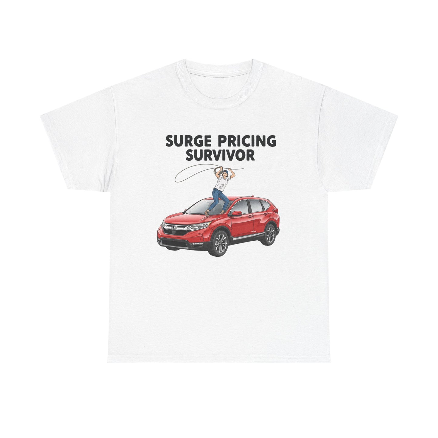 Surge Pricing Survivor Unisex Heavy Cotton Tee, Funny Shirt for Rideshare Drivers, Gift for Gig Economy Workers, Casual Wear