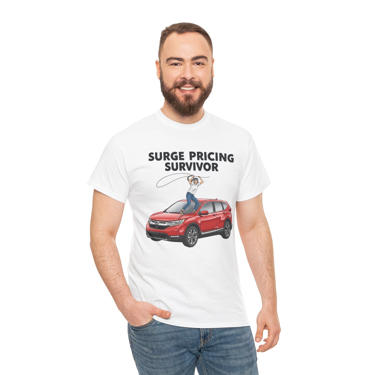 Surge Pricing Survivor Unisex Heavy Cotton Tee, Funny Shirt for Rideshare Drivers, Gift for Gig Economy Workers, Casual Wear