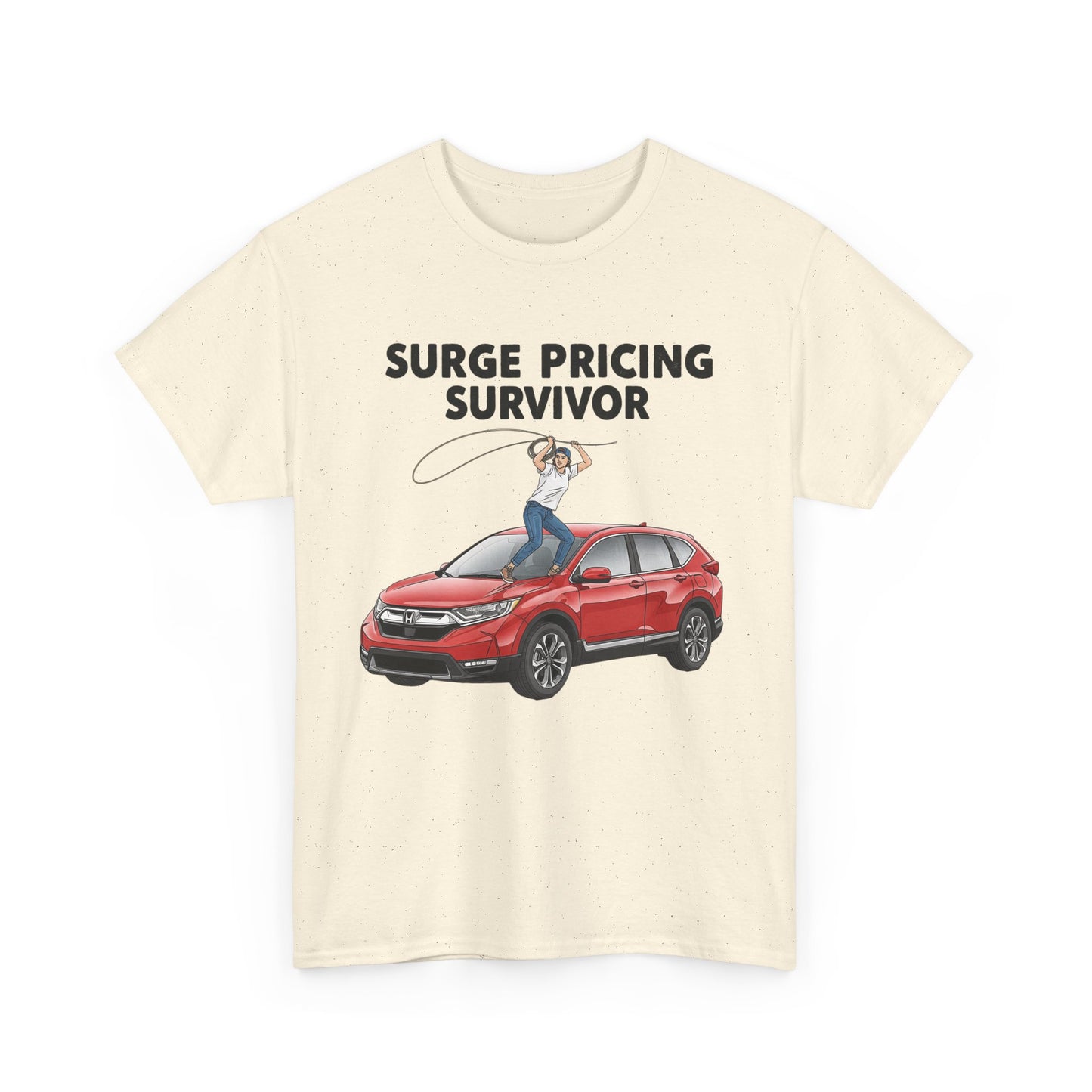 Surge Pricing Survivor Unisex Heavy Cotton Tee, Funny Shirt for Rideshare Drivers, Gift for Gig Economy Workers, Casual Wear