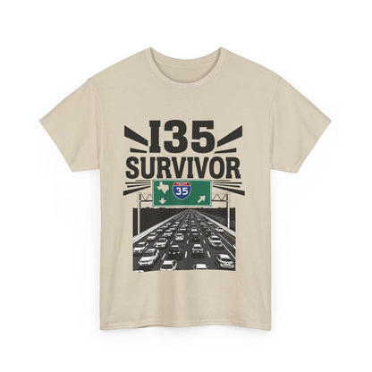 I35 Survivor T-Shirt – Perfect Gift for Texas Road Warriors, Fun Running Tee, Comfy Travel Shirt, Highway Humor Apparel, Road Trip Souvenir