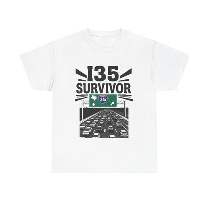I35 Survivor T-Shirt – Perfect Gift for Texas Road Warriors, Fun Running Tee, Comfy Travel Shirt, Highway Humor Apparel, Road Trip Souvenir