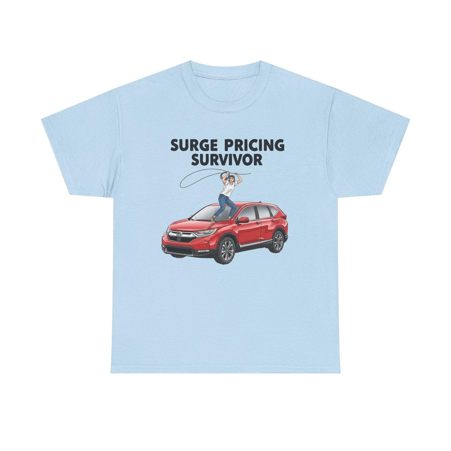 Surge Pricing Survivor Unisex Heavy Cotton Tee, Funny Shirt for Rideshare Drivers, Gift for Gig Economy Workers, Casual Wear