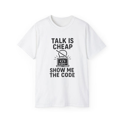 Coding Motivation Tee: Talk is Cheap, Show Me the Code, Programmer Gift, Tech T-Shirt, Geek Fashion, Software Developer Shirt