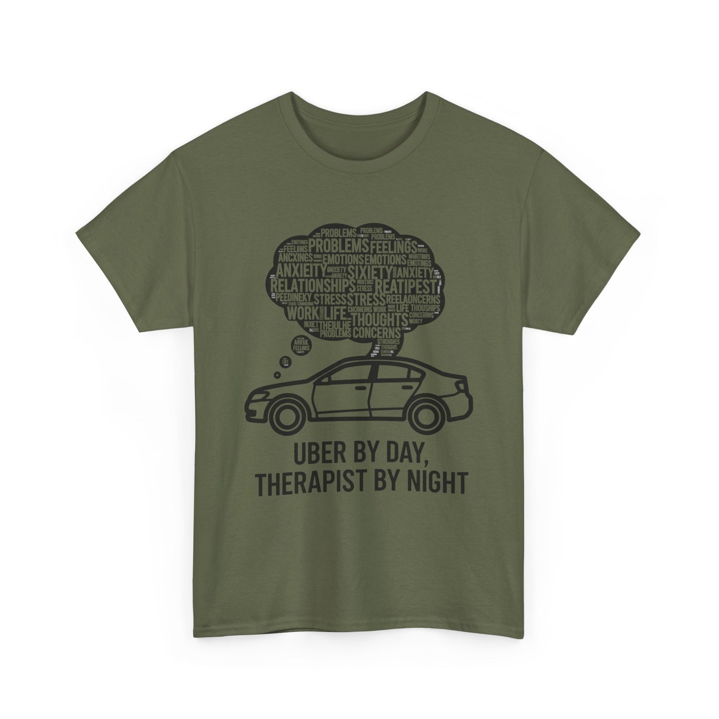 Uber by Day, Uber Driver Tee, Therapist by Night Unisex Heavy Cotton Tee, Funny T-Shirt, Gift for Rideshare Drivers, Therapy Humor Shirt, Casual Wear, [...]
