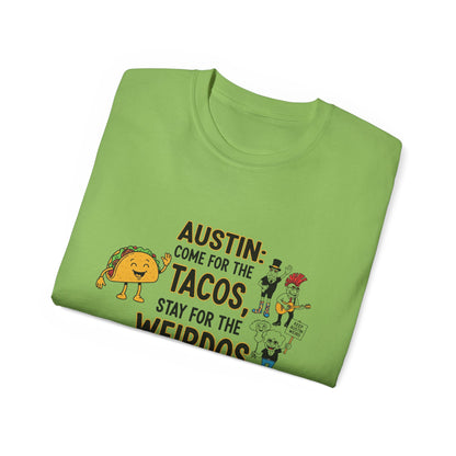 Austin Tacos & Weirdos Tee | Keep Austin Weird | Fun Unisex Cotton Shirt | Perfect for Food Lovers, Casual Outfits, Gift for Friends