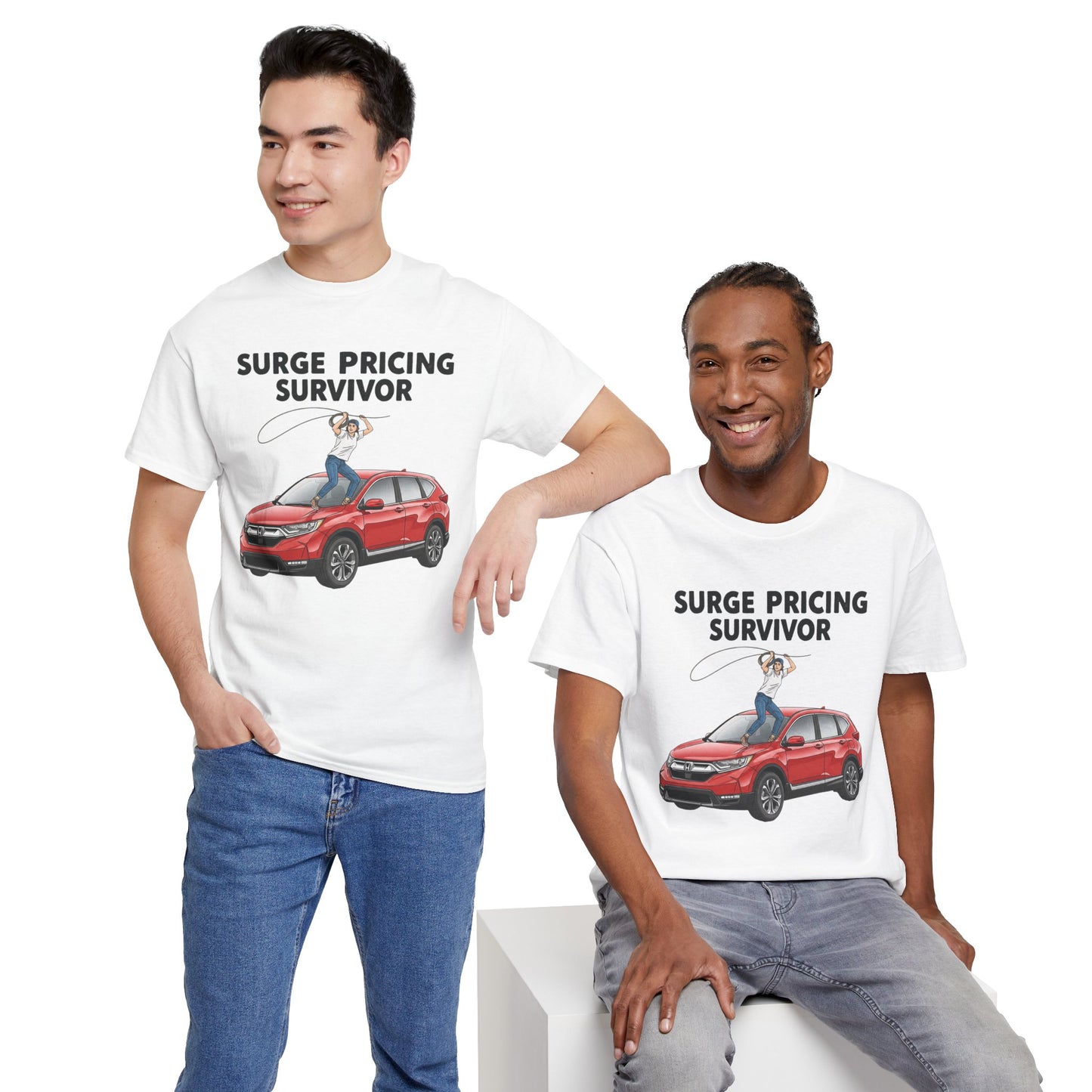 Surge Pricing Survivor Unisex Heavy Cotton Tee, Funny Shirt for Rideshare Drivers, Gift for Gig Economy Workers, Casual Wear