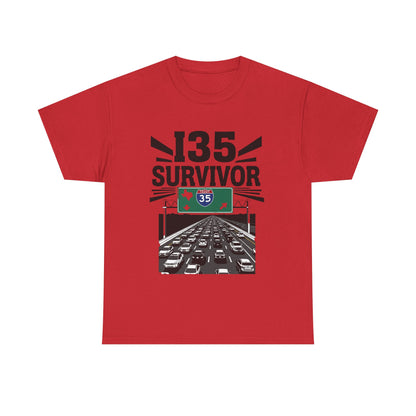 I35 Survivor T-Shirt – Perfect Gift for Texas Road Warriors, Fun Running Tee, Comfy Travel Shirt, Highway Humor Apparel, Road Trip Souvenir