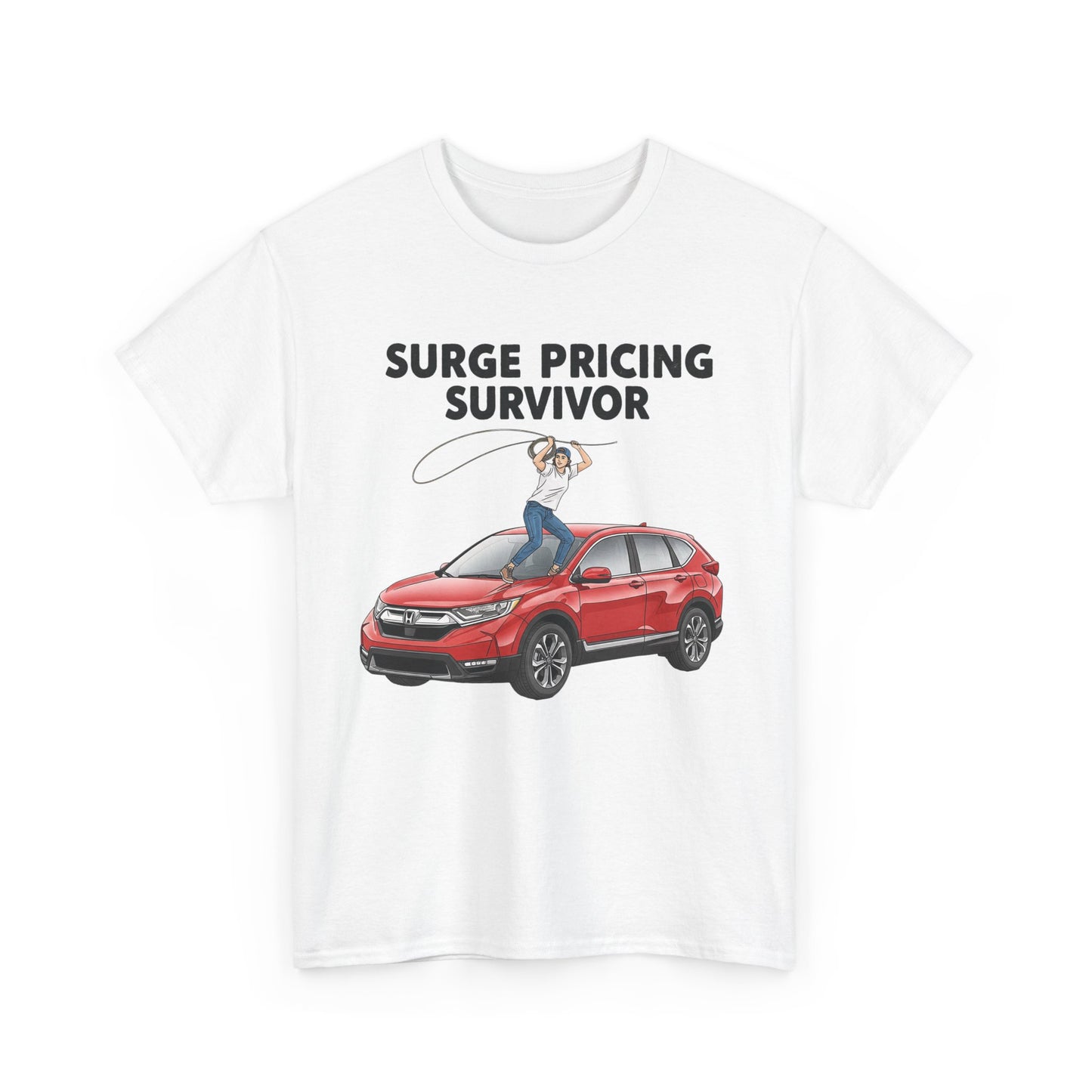 Surge Pricing Survivor Unisex Heavy Cotton Tee, Funny Shirt for Rideshare Drivers, Gift for Gig Economy Workers, Casual Wear