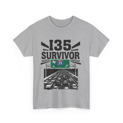 I35 Survivor T-Shirt – Perfect Gift for Texas Road Warriors, Fun Running Tee, Comfy Travel Shirt, Highway Humor Apparel, Road Trip Souvenir