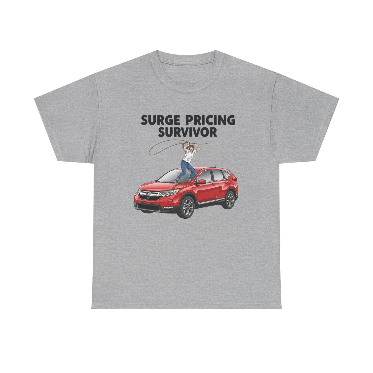 Surge Pricing Survivor Unisex Heavy Cotton Tee, Funny Shirt for Rideshare Drivers, Gift for Gig Economy Workers, Casual Wear