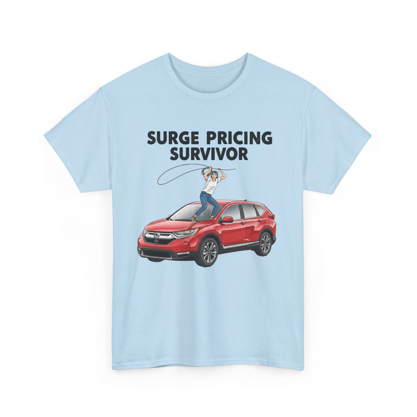 Surge Pricing Survivor Unisex Heavy Cotton Tee, Funny Shirt for Rideshare Drivers, Gift for Gig Economy Workers, Casual Wear