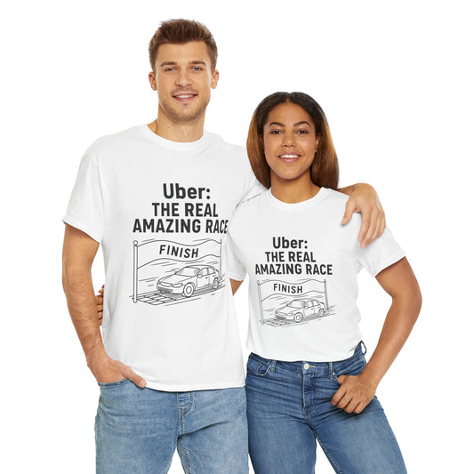 Uber The Real Amazing Race Unisex Tee | Cool Graphic Tee for Rideshare Enthusiasts, Travel T-Shirt, Funny Uber Gift, Casual Wear