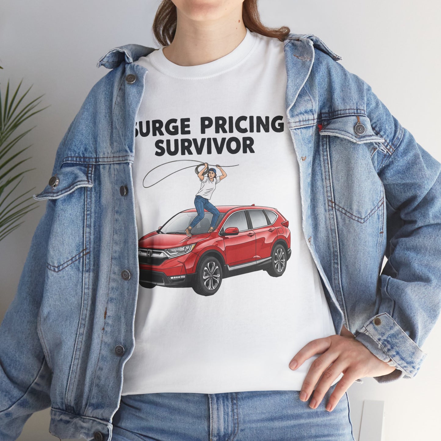 Surge Pricing Survivor Unisex Heavy Cotton Tee, Funny Shirt for Rideshare Drivers, Gift for Gig Economy Workers, Casual Wear