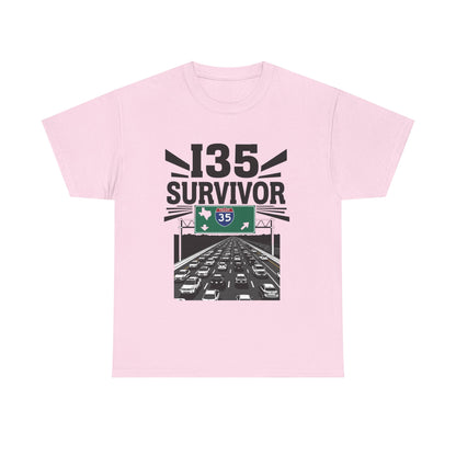 I35 Survivor T-Shirt – Perfect Gift for Texas Road Warriors, Fun Running Tee, Comfy Travel Shirt, Highway Humor Apparel, Road Trip Souvenir