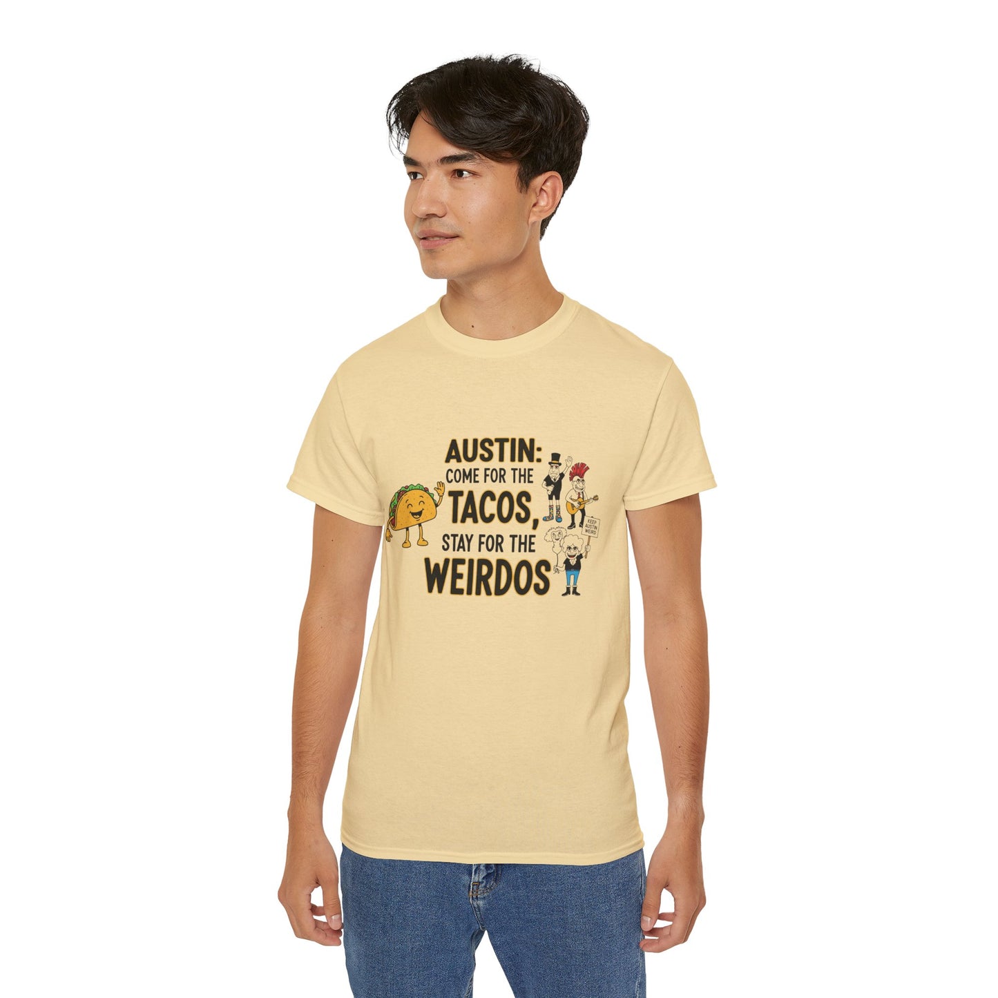 Austin Tacos & Weirdos Tee | Keep Austin Weird | Fun Unisex Cotton Shirt | Perfect for Food Lovers, Casual Outfits, Gift for Friends
