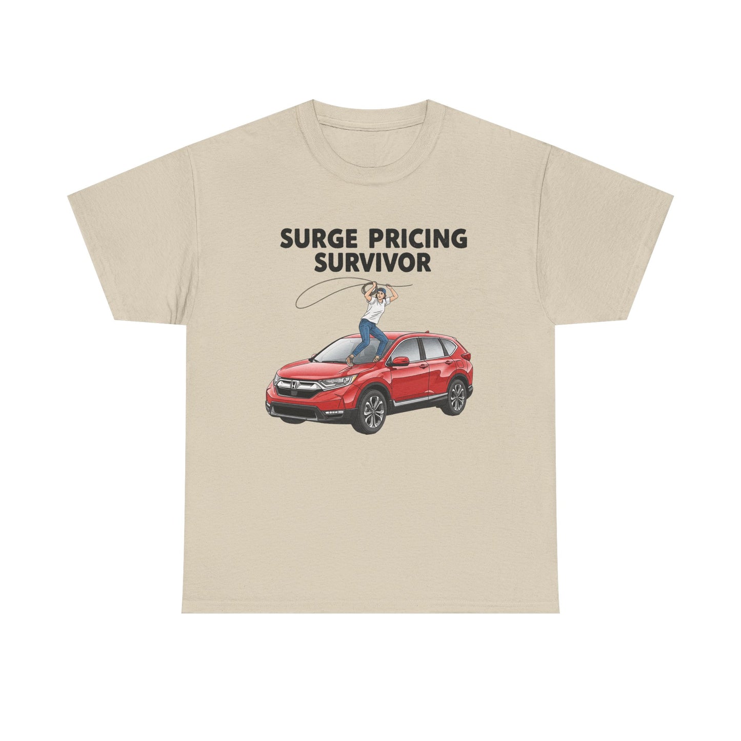 Surge Pricing Survivor Unisex Heavy Cotton Tee, Funny Shirt for Rideshare Drivers, Gift for Gig Economy Workers, Casual Wear