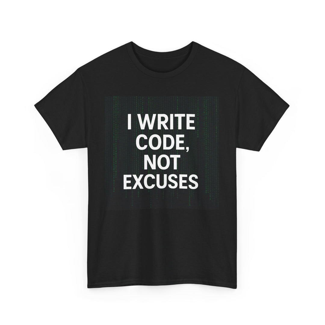 Matrix Inspired Code Enthusiast T-Shirt, Programmer Gift, Tech Tees for Coders, I Write Code, Not Excuses