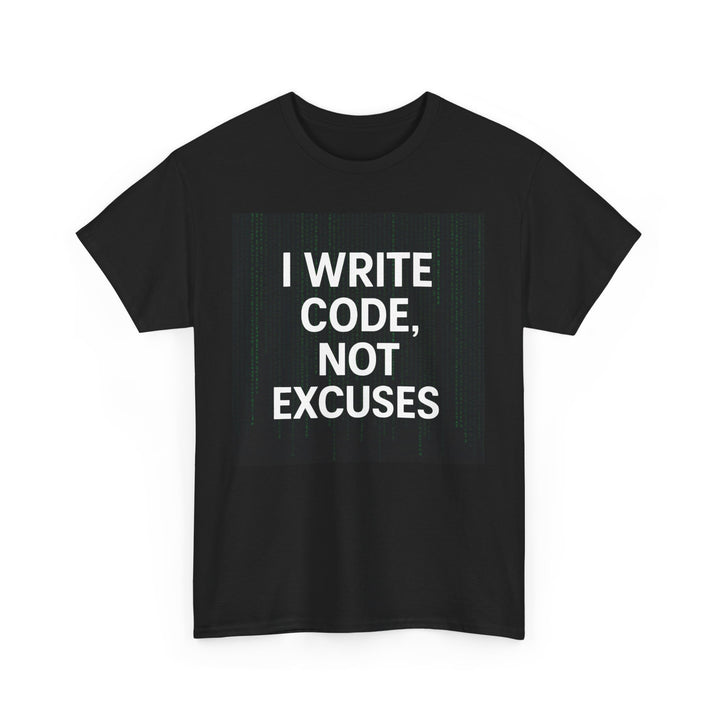 Matrix Inspired Code Enthusiast T-Shirt, Programmer Gift, Tech Tees for Coders, I Write Code, Not Excuses