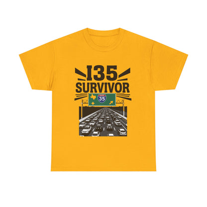 I35 Survivor T-Shirt – Perfect Gift for Texas Road Warriors, Fun Running Tee, Comfy Travel Shirt, Highway Humor Apparel, Road Trip Souvenir