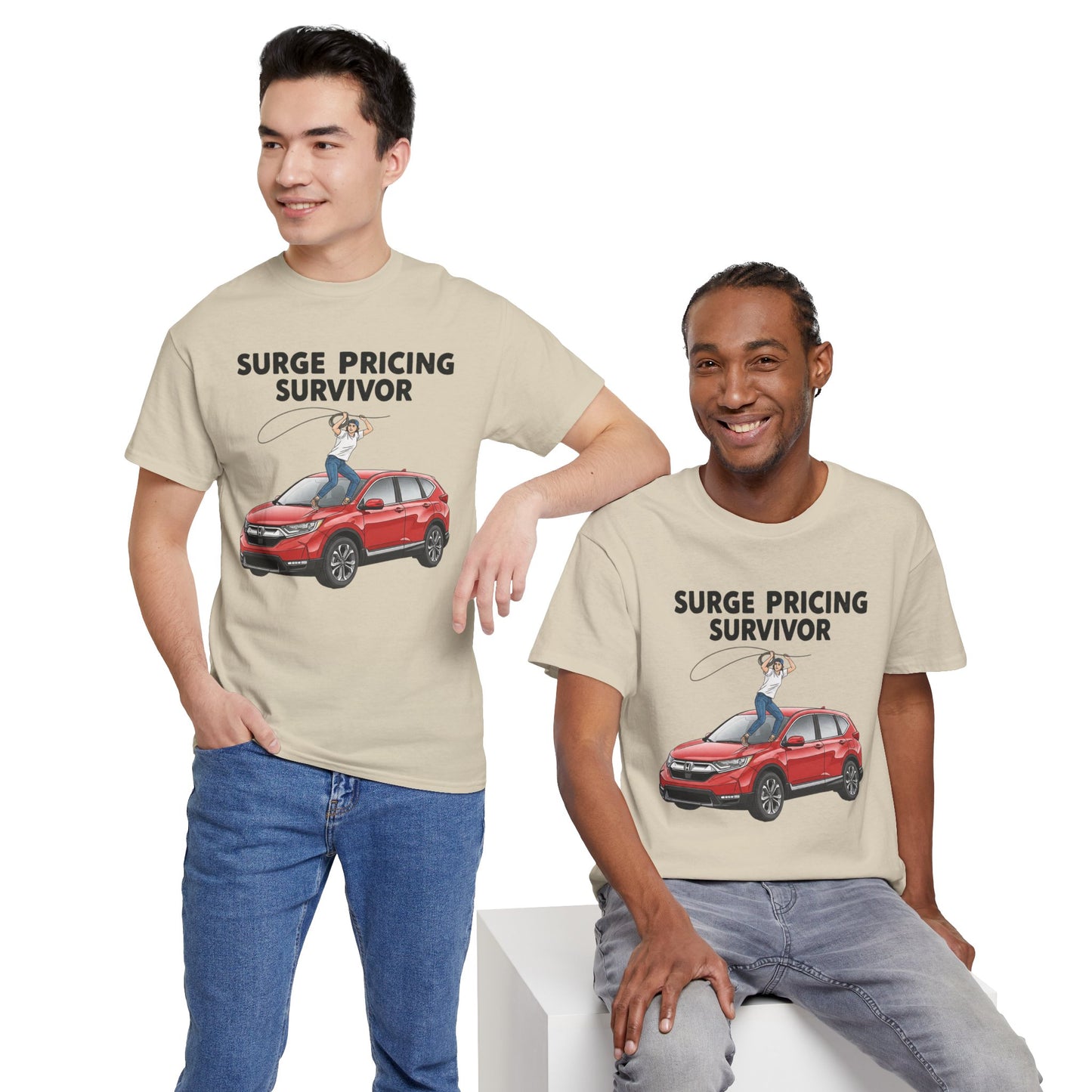 Surge Pricing Survivor Unisex Heavy Cotton Tee, Funny Shirt for Rideshare Drivers, Gift for Gig Economy Workers, Casual Wear