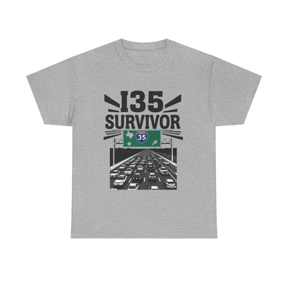 I35 Survivor T-Shirt – Perfect Gift for Texas Road Warriors, Fun Running Tee, Comfy Travel Shirt, Highway Humor Apparel, Road Trip Souvenir