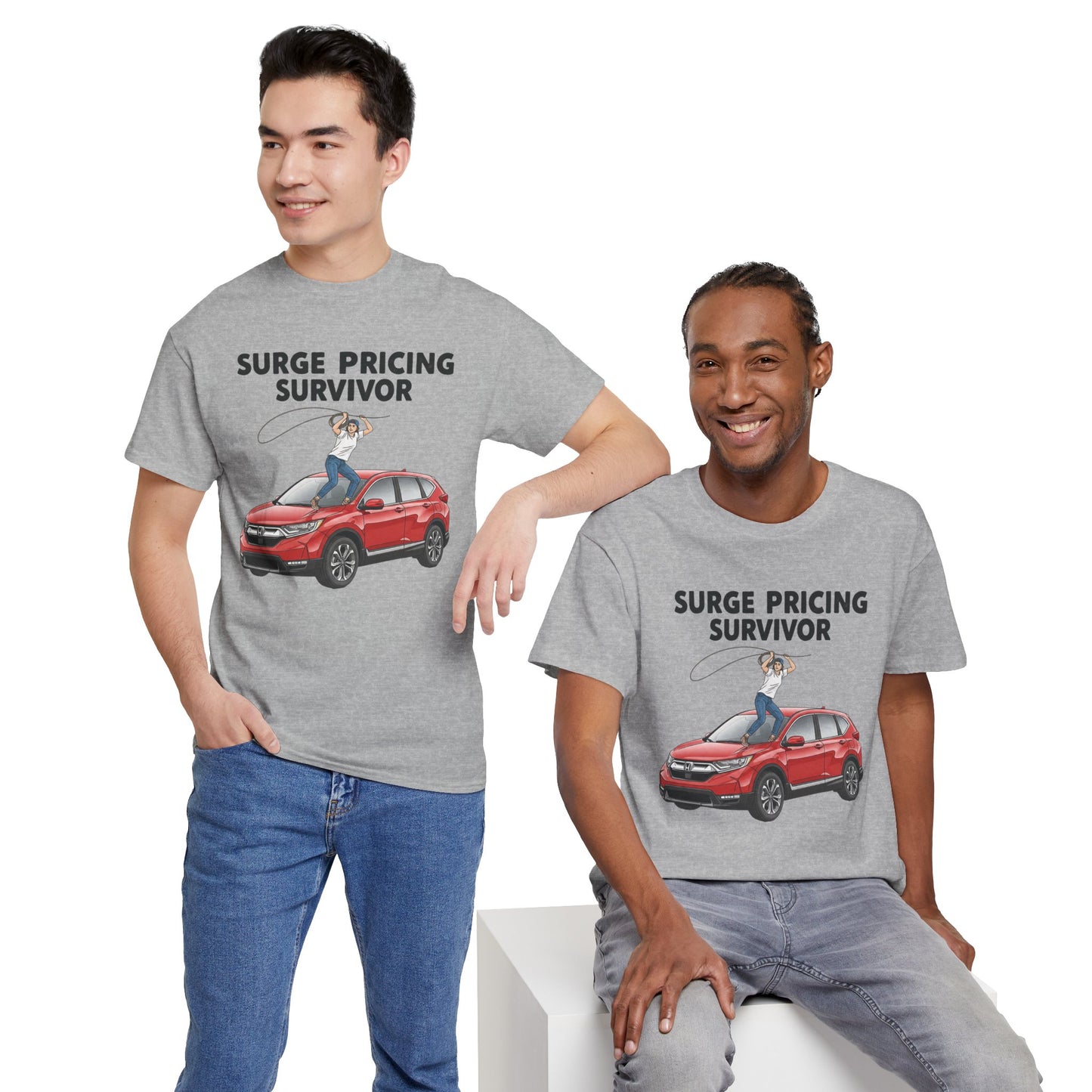 Surge Pricing Survivor Unisex Heavy Cotton Tee, Funny Shirt for Rideshare Drivers, Gift for Gig Economy Workers, Casual Wear